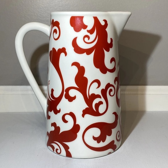 Ciroa Fiori Red & White Pitcher HTF Scrolls / Paisley Print Fine Bone China, NWT - Picture 13 of 13